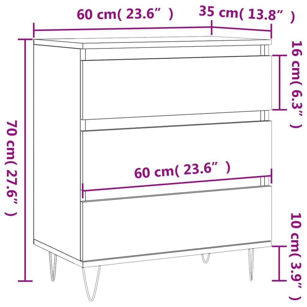 vidaXL Ντουλάπι Μαύρο 60x35x70 εκ. από Επεξεργασμένο Ξύλο