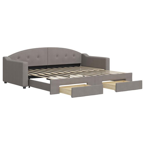 vidaXL Καναπές Κρεβάτι Συρόμενος Taupe 90x200 εκ. Ύφασμα & Συρτάρια