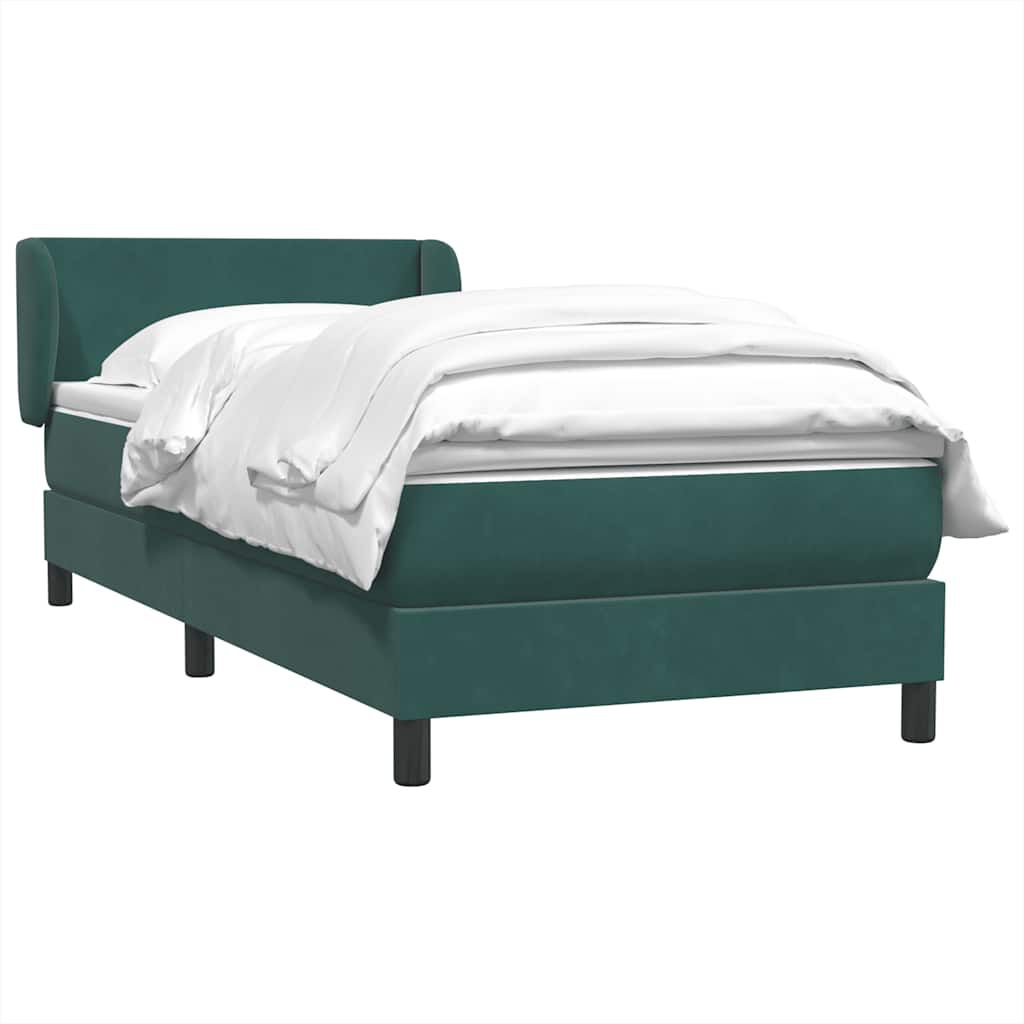 vidaXL Box Spring Κρεβάτι με στρώμα Σκούρο πράσινο 80x210 cm Velvet