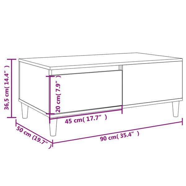 vidaXL Τραπεζάκι Σαλονιού Καφέ Δρυς 90x50x36,5 εκ. Επεξεργασμ. Ξύλο