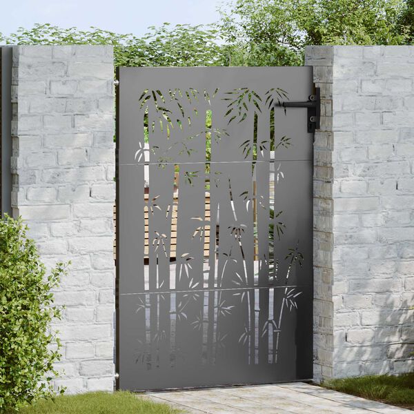 vidaXL Πύλη Κήπου Μαύρο 105 x 125 cm Ατσάλι με Επικάλυψη Πούδρας