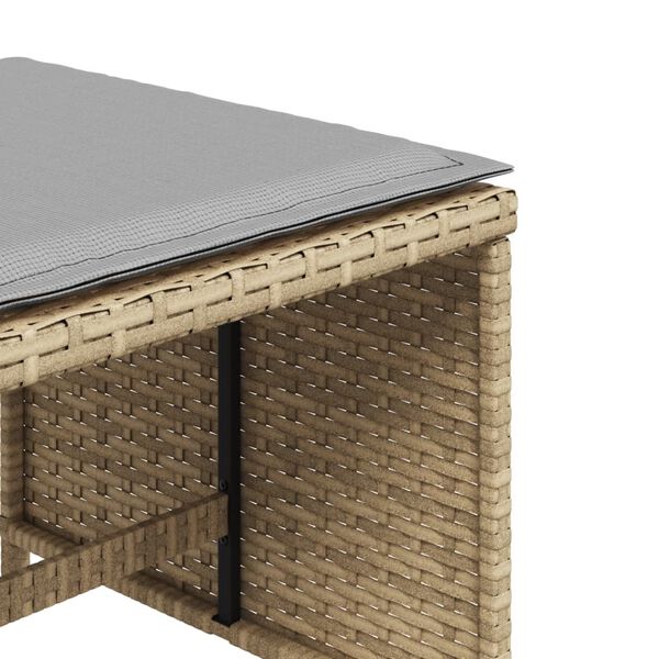 vidaXL Σκαμπό Κήπου 4 τεμ Μικτό Μπεζ 40x40x35 εκ Συνθ. Ρατάν+Μαξιλάρια