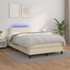 vidaXL Κρεβάτι Boxspring με Στρώμα & LED Κρεμ 120x200 εκ. Συνθ. Δέρμα