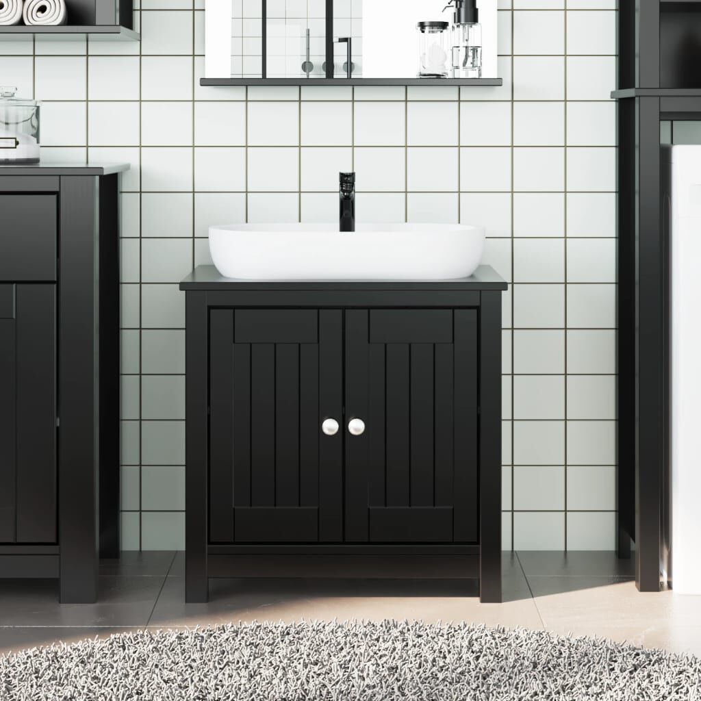 vidaXL Ντουλάπι Νιπτήρα BERG Μαύρο 60 x 34 x 59 εκ. Μασίφ Ξύλο Πεύκου