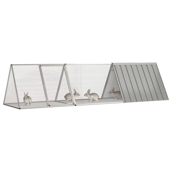 vidaXL Κλουβί Κουνελιών Γκρι 302,5x80,5x71 εκ. Γαλβανισμένος Χάλυβας
