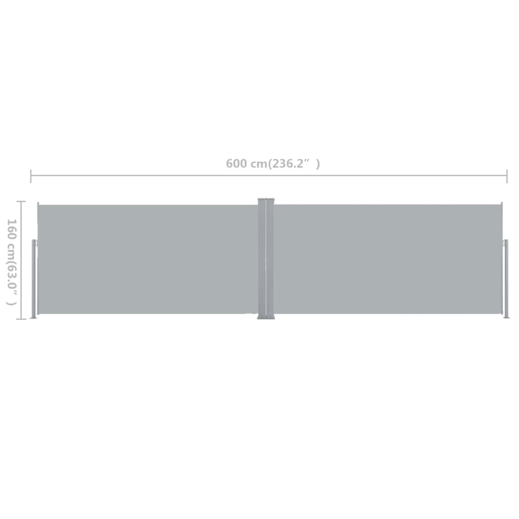 vidaXL Σκίαστρο Πλαϊνό Συρόμενο Γκρι 160 x 600 εκ.