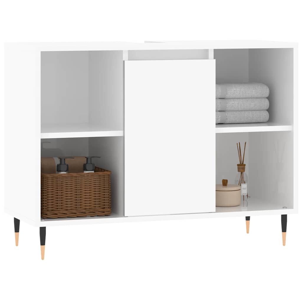 vidaXL Ντουλάπι Μπάνιου Γυαλ. Λευκό 80 x 33 x 60 εκ. από Επεξεργ. Ξύλο
