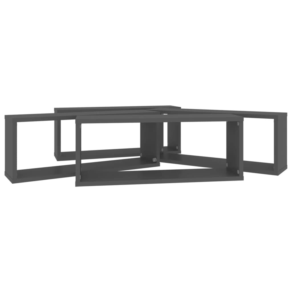 vidaXL Ράφια Κύβοι Τοίχου 4 τεμ. Γκρι 60 x 15 x 23 εκ. από Επεξ. Ξύλο