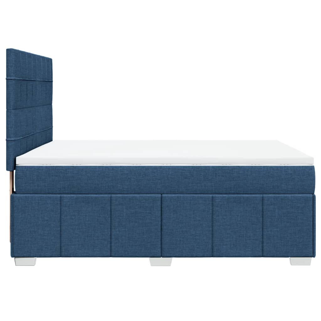 vidaXL Κρεβάτι Boxspring με Στρώμα Μπλε 160x200 εκ. Υφασμάτινο