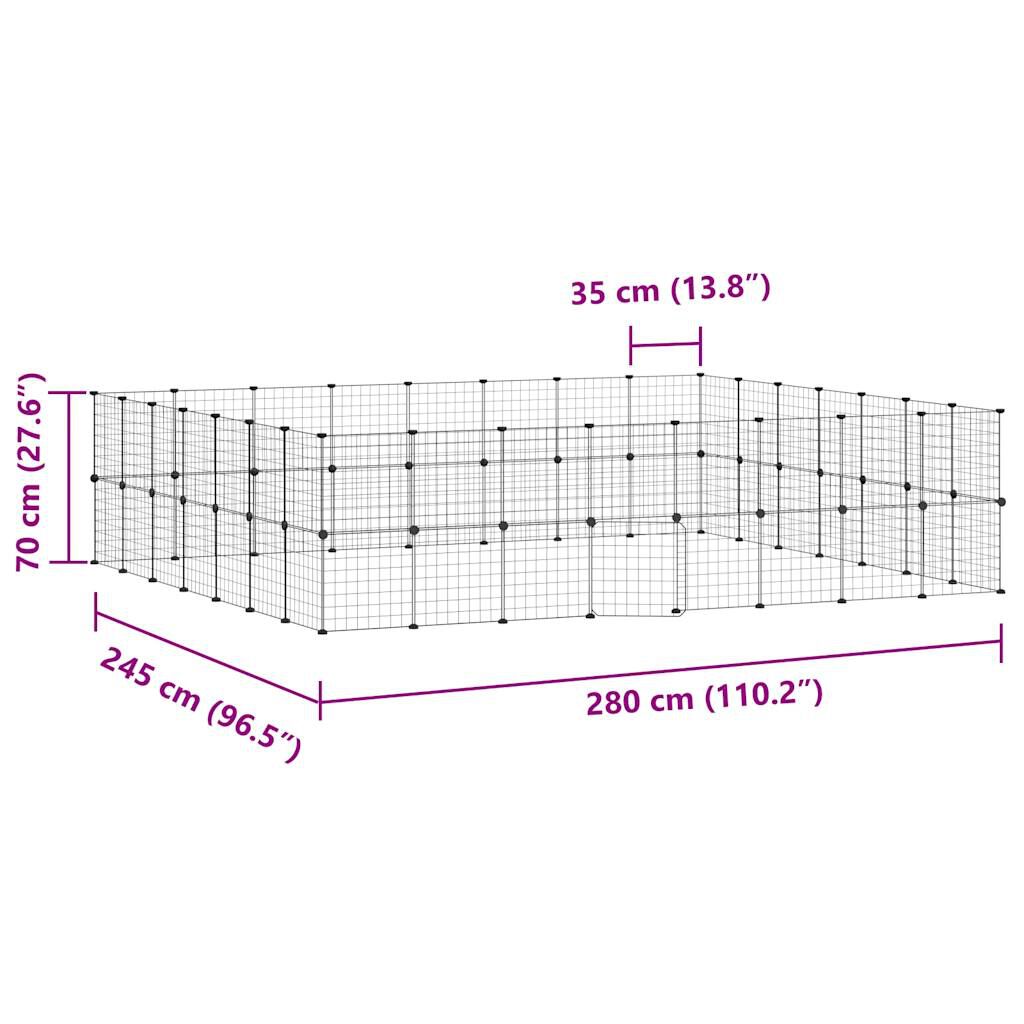 vidaXL Κλουβί Κατοικίδιων με 60 Πάνελ + Πόρτα Μαύρο 35 x 35εκ Ατσάλινο