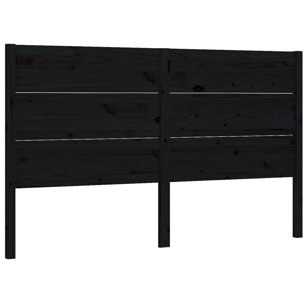 vidaXL Κεφαλάρι Κρεβατιού Μαύρο 126 x 4 x 100 εκ. Μασίφ Ξύλο Πεύκου