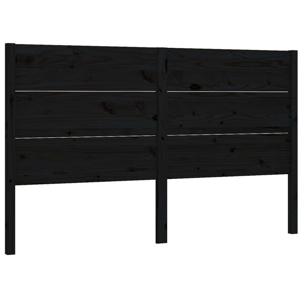 vidaXL Κεφαλάρι Κρεβατιού Μαύρο 126 x 4 x 100 εκ. Μασίφ Ξύλο Πεύκου