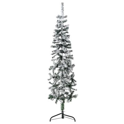 vidaXL Χριστουγεννιάτικο Δέντρο Slim Τεχνητό Μισό Με Χιόνι 150 εκ.