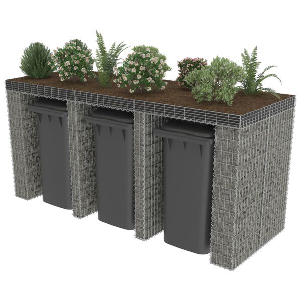 vidaXL Συρματοκιβώτιο Τοίχος για Κάδο Απορριμμάτων από Γαλβαν. Χάλυβα