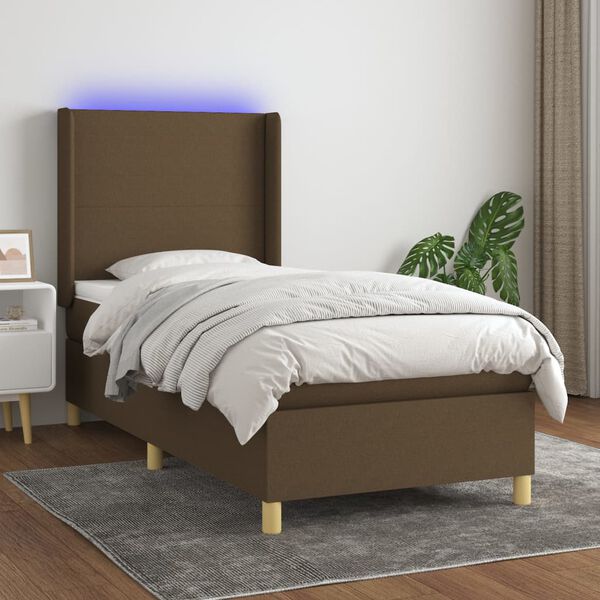 vidaXL &Kappa;&rho;&epsilon;&beta;ά&tau;&iota; Boxspring &mu;&epsilon; &Sigma;&tau;&rho;ώ&mu;&alpha; & LED &Sigma;&kappa;.&Kappa;&alpha;&phi;έ 90x190 &epsilon;&kappa;. &Upsilon;&phi;&alpha;&sigma;&mu;ά&tau;&iota;&nu;&omicron;