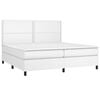 vidaXL Κρεβάτι Boxspring με Στρώμα & LED Λευκό 200x200 εκ. Συνθ. Δέρμα