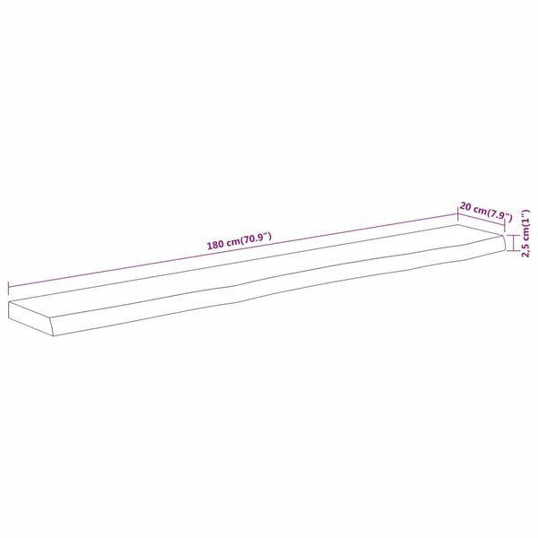 vidaXL Ράφι Επιτοίχιο Ορθ. Live Edge 180x20x2,5 εκ. Μασίφ Ξύλο Ακακίας