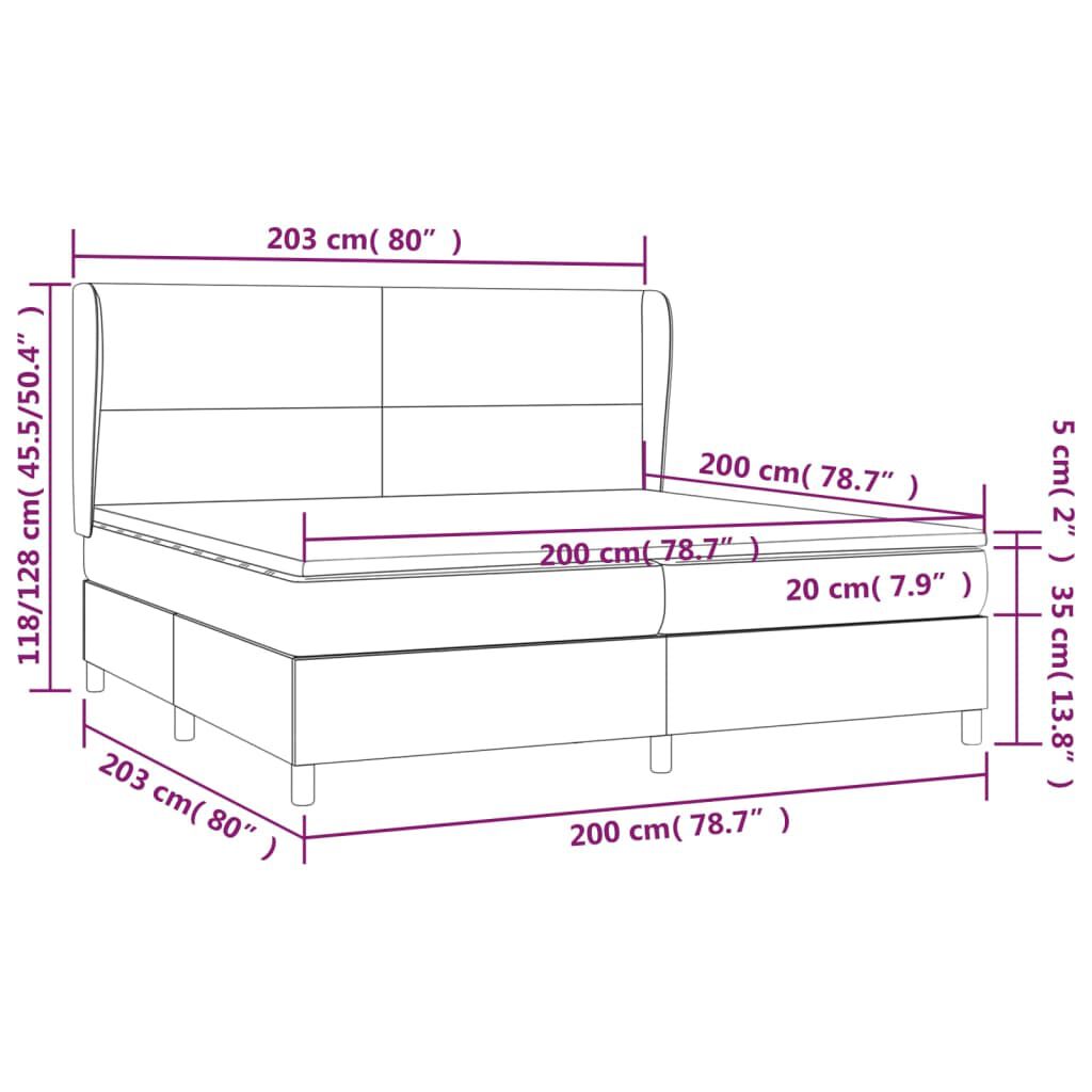 vidaXL Κρεβάτι Boxspring με Στρώμα Μπλε 200x200 εκ. Υφασμάτινο