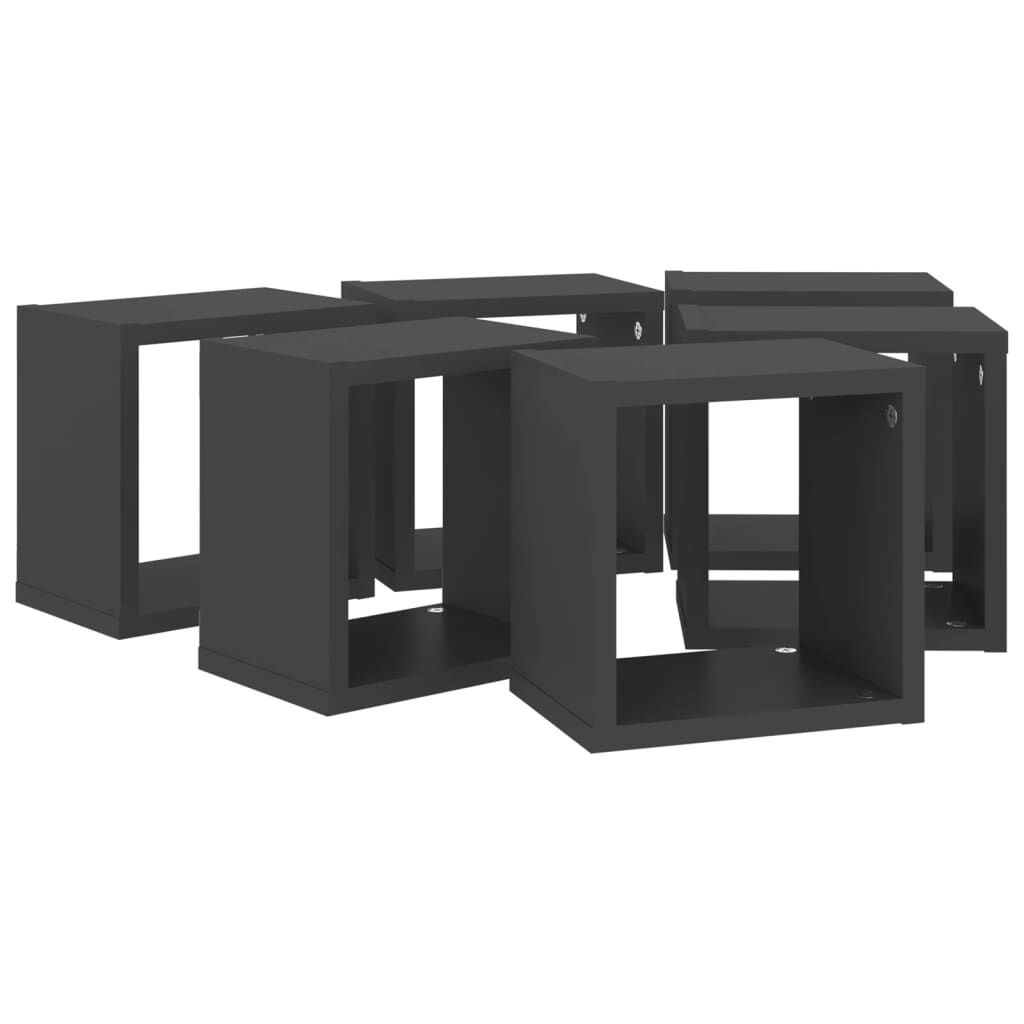 vidaXL Ράφια Κύβοι Τοίχου 6 τεμ. Γκρι 22 x 15 x 22 εκ.