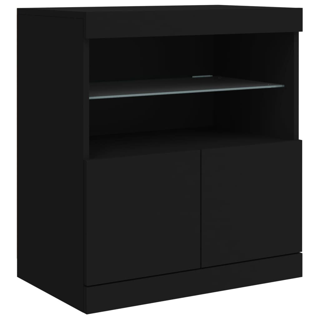 vidaXL Μπουφές με LED Μαύρος 283 x 37 x 67 εκ.