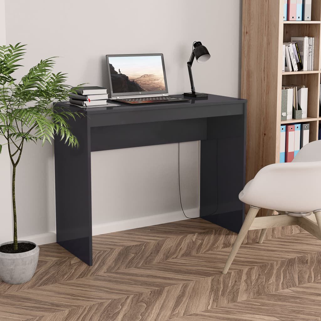 vidaXL Γραφείο Γυαλιστερό Γκρι 90x40x72 εκ. Επεξεργασμένο Ξύλο