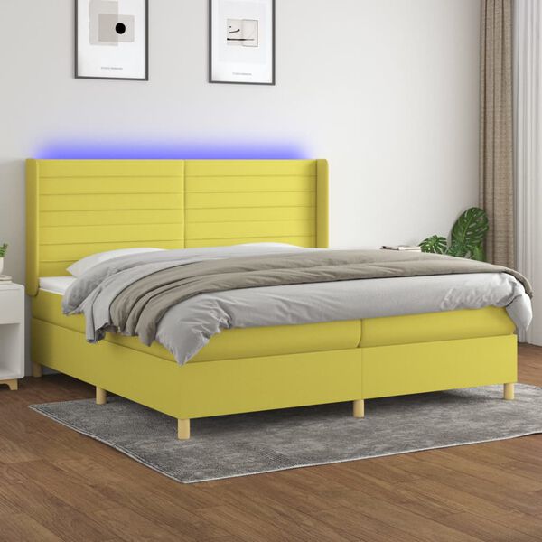 vidaXL &Kappa;&rho;&epsilon;&beta;ά&tau;&iota; Boxspring &mu;&epsilon; &Sigma;&tau;&rho;ώ&mu;&alpha; & LED &Pi;&rho;ά&sigma;&iota;&nu;&omicron; 200x200 &epsilon;&kappa; &Upsilon;&phi;&alpha;&sigma;&mu;ά&tau;&iota;&nu;&omicron;