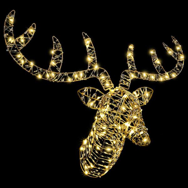 vidaXL Έλκηθρο με Ελάφια με 140 LED Θερμό λευκό 60 cm PET