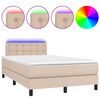 vidaXL Κρεβάτι Boxspring Στρώμα&LED Καπουτσίνο 120x200 εκ. Συνθ. Δέρμα