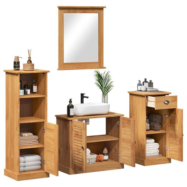vidaXL Σετ Επίπλων Μπάνιου VIGO 4 pcs καφέ μελί 37 x 34 x 110 εκ