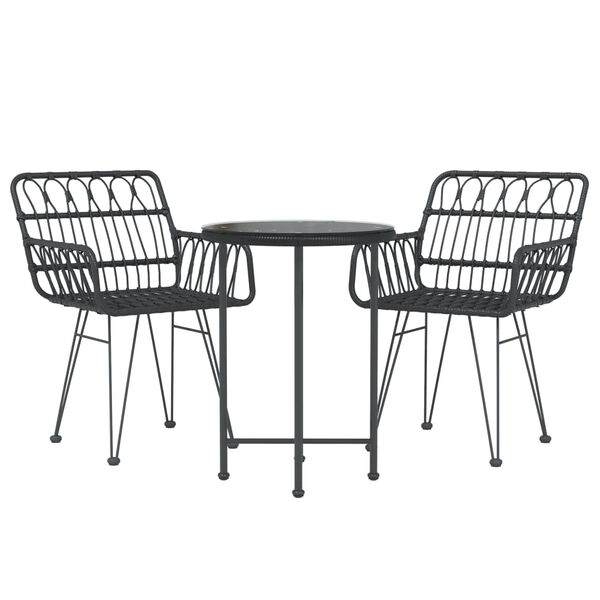 vidaXL Σετ Επίπλων Bistro Κήπου 3 τεμ. από Μαύρο Συνθετικό Ρατάν