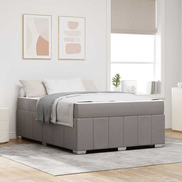 vidaXL Σκελετός Κρεβατιού με στρώμα Taupe 160 x 200 cm ύφασμα
