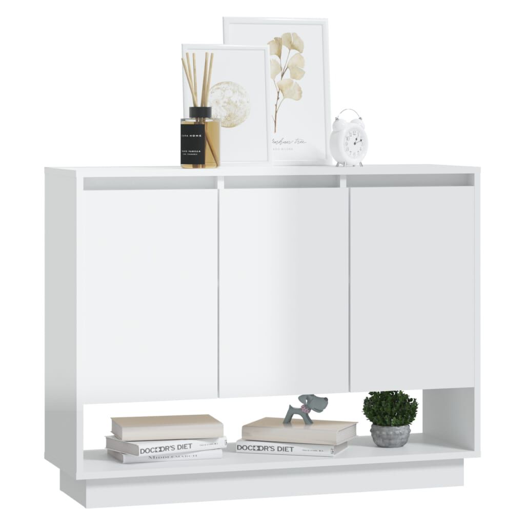 vidaXL Μπουφές Γυαλιστερός Λευκός 97 x 31 x 75 εκ. από Μοριοσανίδα