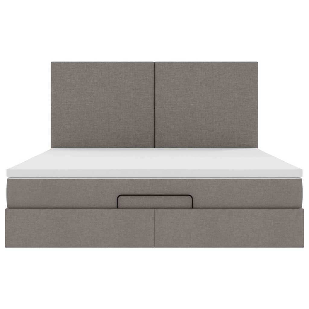 vidaXL Οθωμανικό κρεβάτι με στρώμα & LEDs Taupe 160x200cm ύφασμα