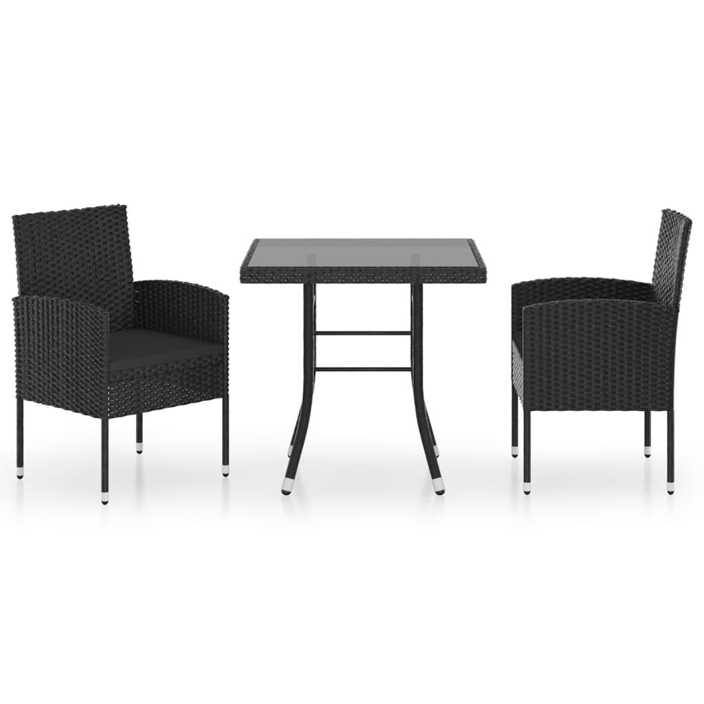 vidaXL Σετ Επίπλων Bistro Κήπου 3 τεμ. Μαύρο από Συνθετικό Ρατάν