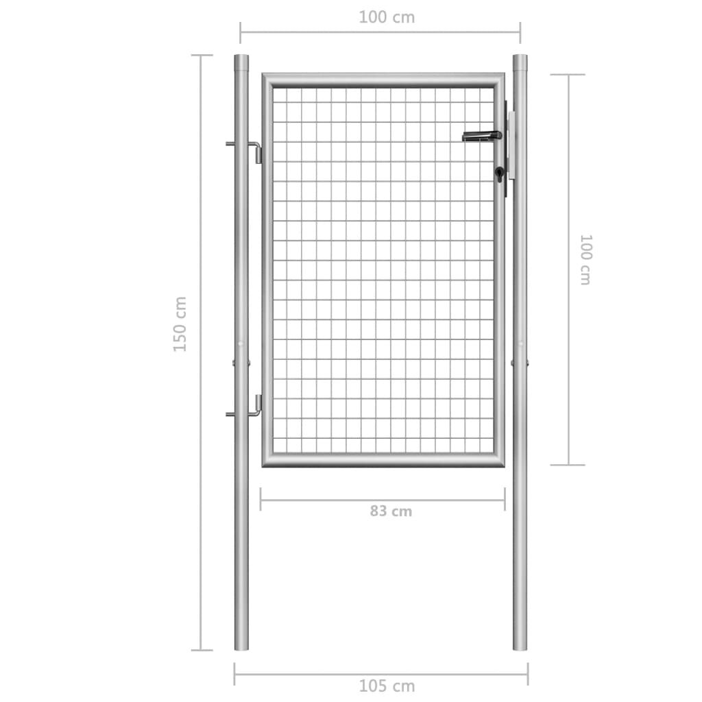 vidaXL Πόρτα Περίφραξης Ασημί 105 x 150 εκ. από Γαλβανισμένο Χάλυβα