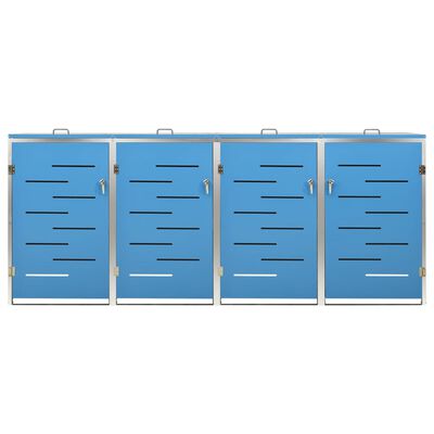 vidaXL Πλαίσιο Κάδων Απορρ. Τετραπλό Ρόδες 276,5x77,5x115,5εκ Αν. Ατσ.
