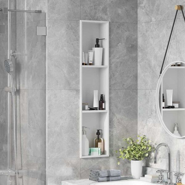 vidaXL Νίτσα Μπάνιου Λευκό 90 x 20 x 9.5 εκ Ανοξείδωτο ατσάλι
