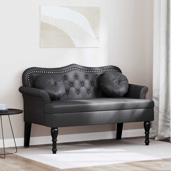 vidaXL Καναπές Chesterfield Μαύρο 120,5 x 65 x 75 εκ. Τεχνητό Δέρμα