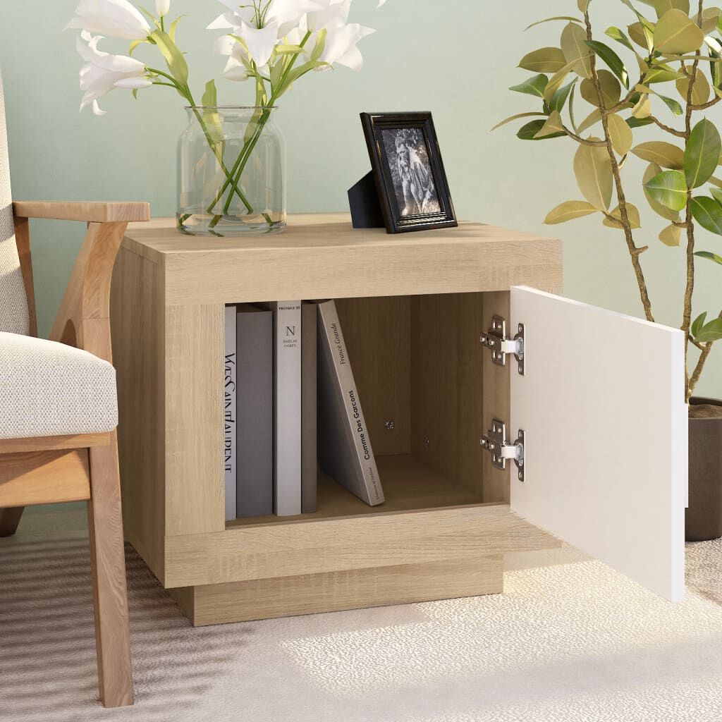 vidaXL Τραπεζάκι Σαλονιού Λευκό & Sonoma Δρυς 51x50x45 εκ. Επεξ. Ξύλο