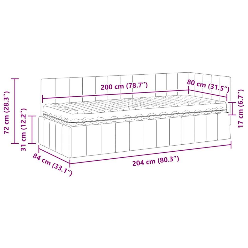 vidaXL Κρεβάτι Γωνίας με στρώμα Κίτρινο 80 x 200 cm Βελούδο