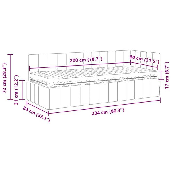 vidaXL Κρεβάτι Γωνίας με στρώμα Κίτρινο 80 x 200 cm Βελούδο