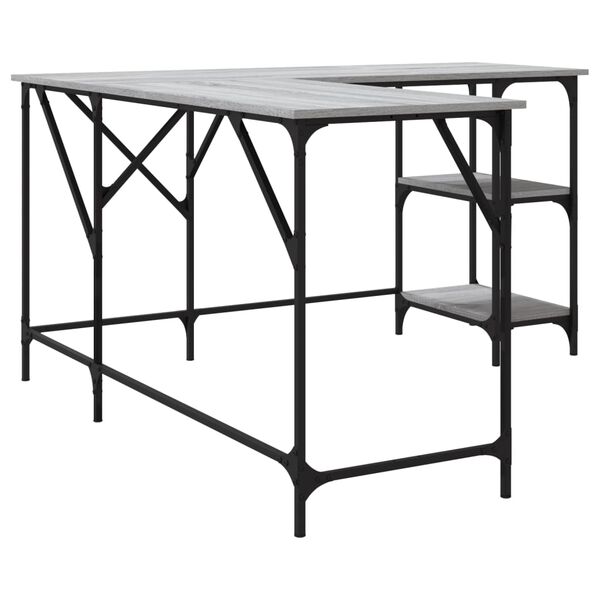 vidaXL Γραφείο Γκρι Sonoma 139x139x75 εκ. από Επεξεργασμένο Ξύλο