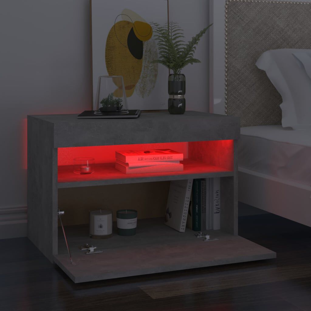 vidaXL Κομοδίνο με LED Γκρι Σκυροδέματος 60 x 35 x 40 εκ.
