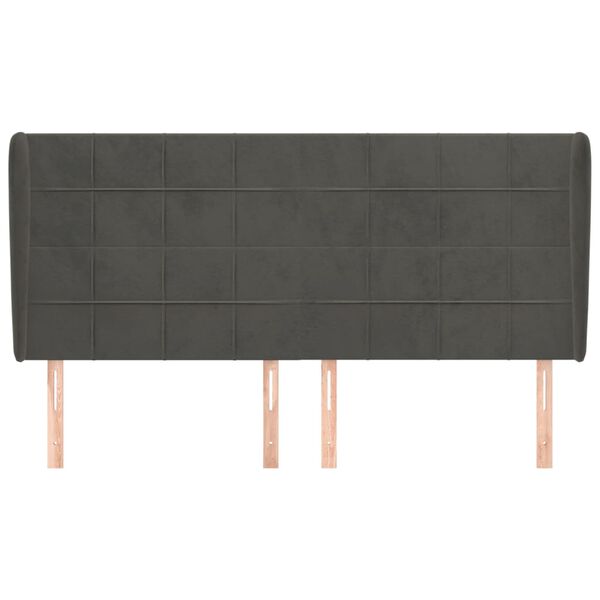 vidaXL Κεφαλάρι με Πτερύγια Σκούρο Γκρι 203x23x118/128 εκ. Βελούδινο
