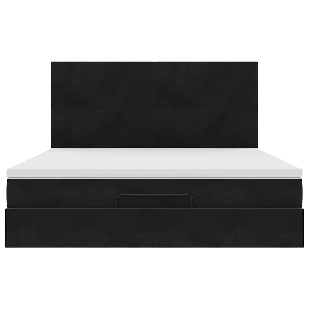 vidaXL Οθωμανικό κρεβάτι με στρώματα Μαύρο 180x200cm Velvet