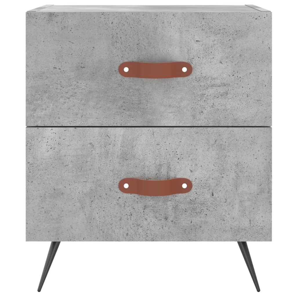 vidaXL Κομοδίνα 2 τεμ. Γκρι Σκυροδεμ. 40 x 35 x 47,5 εκ. Επεξεργ. Ξύλο