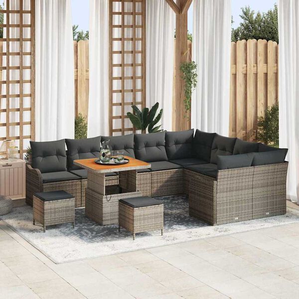vidaXL Σετ Καναπέ Κήπου 12 pcs Γκρι συνθετικό ρατάν
