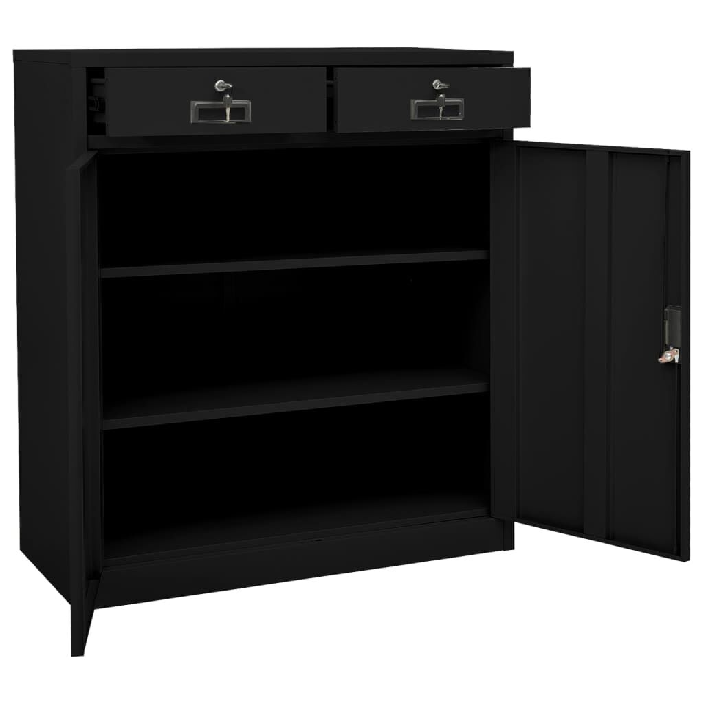 vidaXL Ντουλάπα Γραφείου Μαύρη 90 x 40 x 102 εκ. Ατσάλινη