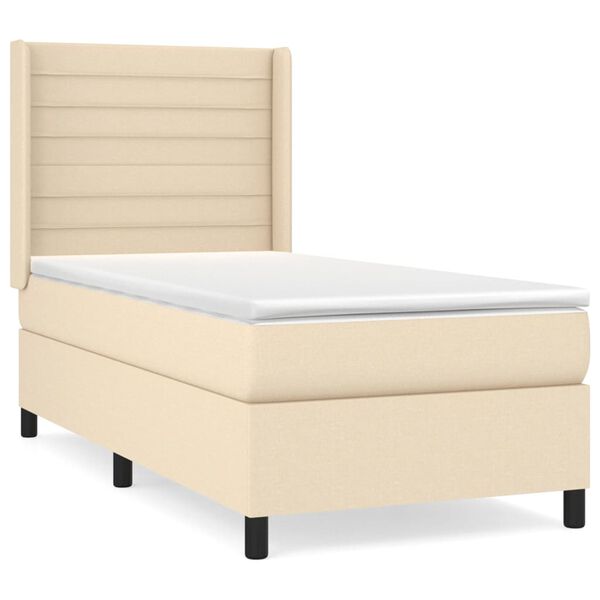 vidaXL &Kappa;&rho;&epsilon;&beta;ά&tau;&iota; Boxspring &mu;&epsilon; &Sigma;&tau;&rho;ώ&mu;&alpha; &Kappa;&rho;&epsilon;&mu; 90x190 &epsilon;&kappa;.&Upsilon;&phi;&alpha;&sigma;&mu;ά&tau;&iota;&nu;&omicron;