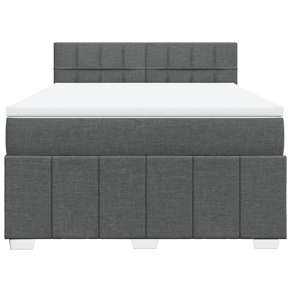 vidaXL Κρεβάτι Boxspring με Στρώμα Σκούρο Γκρι 140x190 εκ. Υφασμάτινο